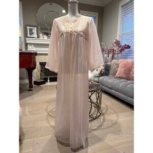 ✨ Sheer Vintage Nightgown Cover with Bishop Sleeves– S/M | Sheer Lace Detail ✨